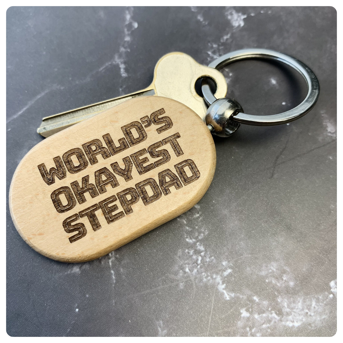World's Okayest Stepdad Keyring