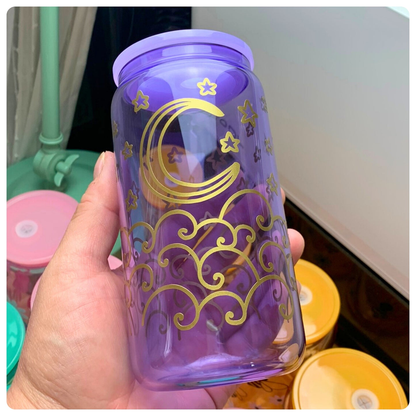 Moon and Stars - Glass Tumbler