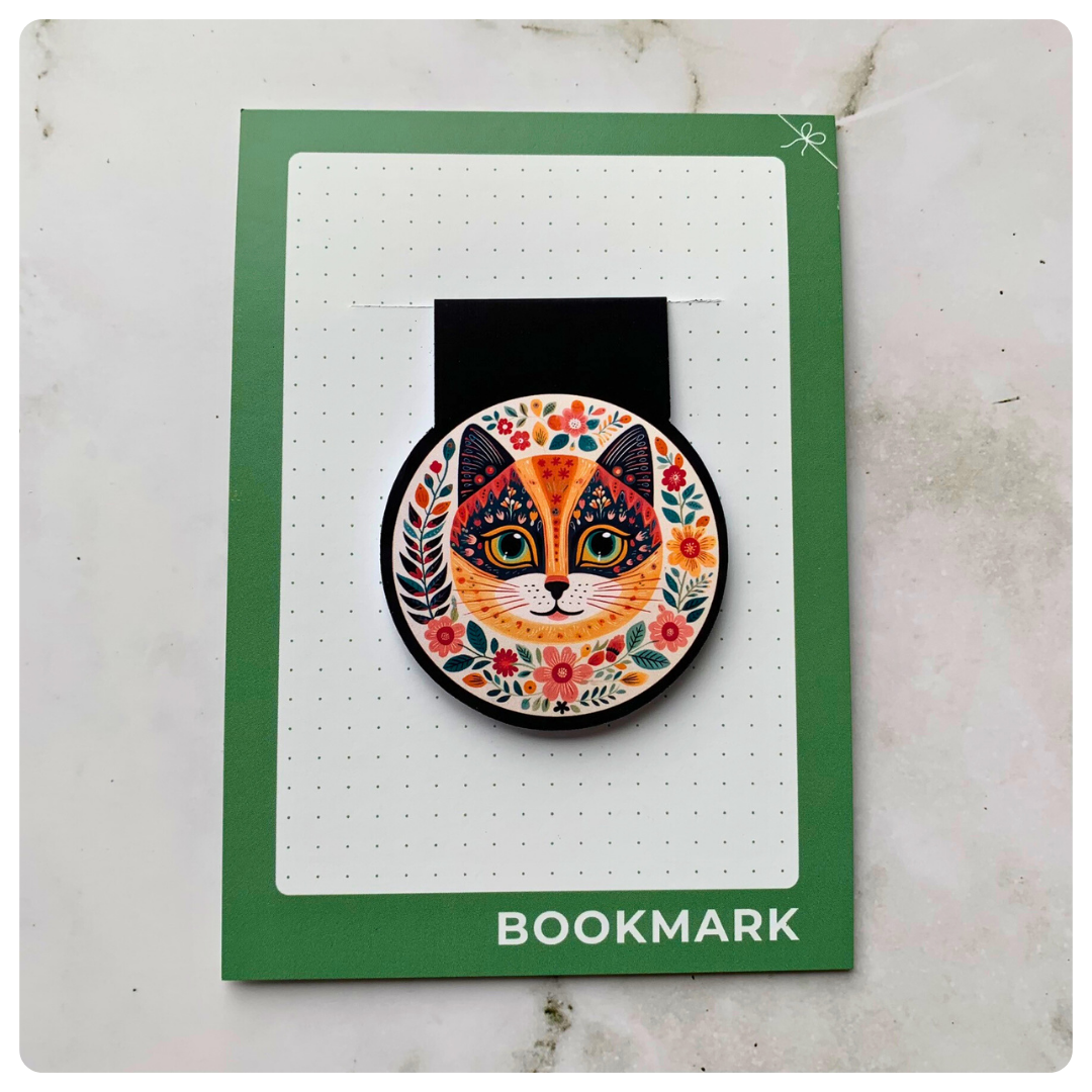 Folk Cat On Beige - Bookmark