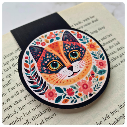 Folk Cat On Beige - Bookmark