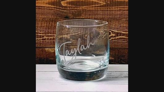 Glass tumbler, spirits, whiskey, scotch, personalised, insert your name.