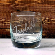 Load image into Gallery viewer, Glass tumbler, spirits, whiskey, scotch, personalised, insert your name.

