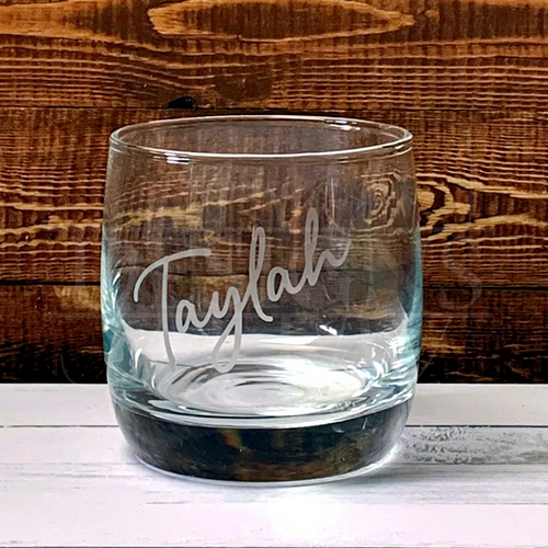 Glass tumbler, spirits, whiskey, scotch, personalised, insert your name.