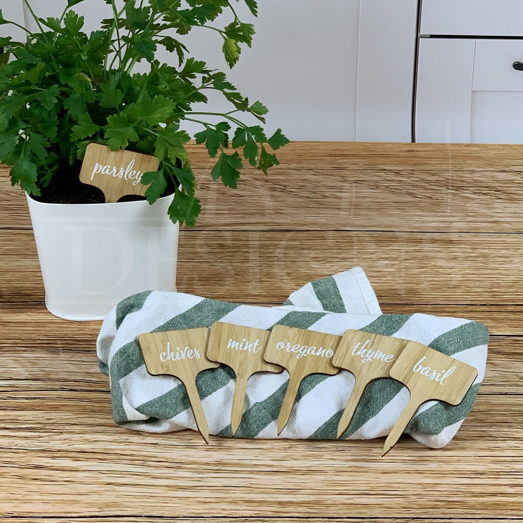 Plant markers, bamboo, personalised, add name, choose font, choose colour.